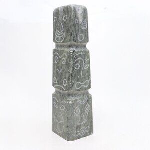 Vintage DIMU Canada Hand Carved Soapstone Totem Pole -Indigenous Style MCM Art